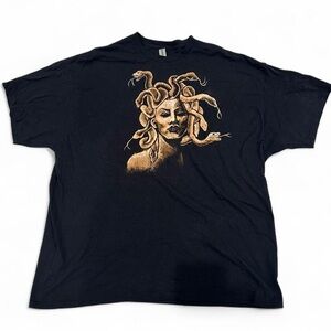 Medusa And Her Snakes T Shirt 2XL Black Hand Painted Bleach Art